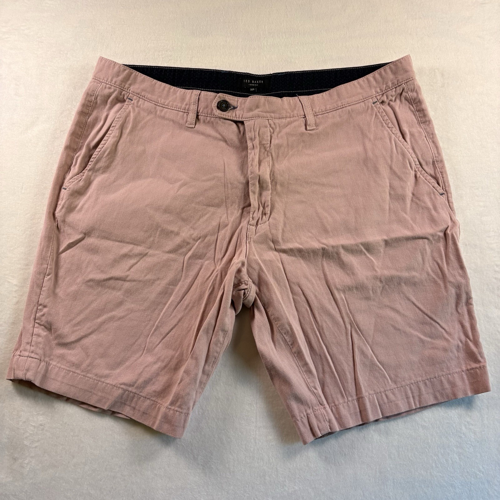 Ted Baker London Chino Shorts Men's 36 Pink Flat Front Stretch Casual 9"